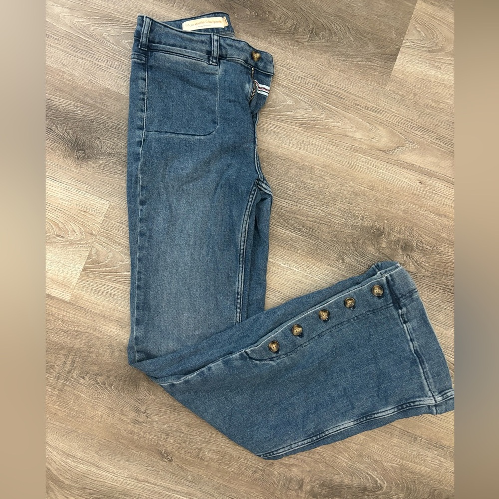 Anthropologie Pilcro Button-Hem High-Rise Bootcut Jeans size 27 Letterpress - Picture 4 of 12